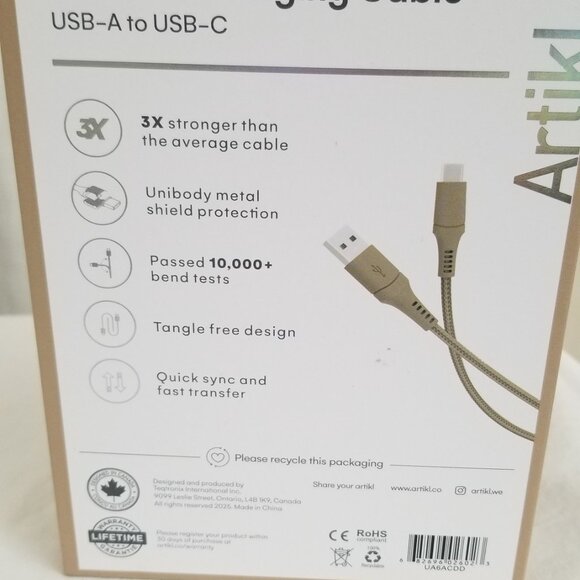 Artikl Charge & Sync Braided Charging Cable 6f USB-A to UBC-C 3X Color Peach - Picture 8 of 16